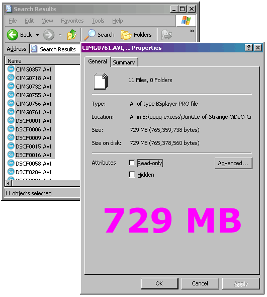 Orginal files are 729 MB